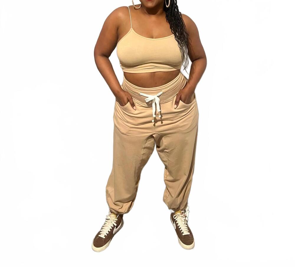 NEW LABIJOU barrel luxe pant set in beige